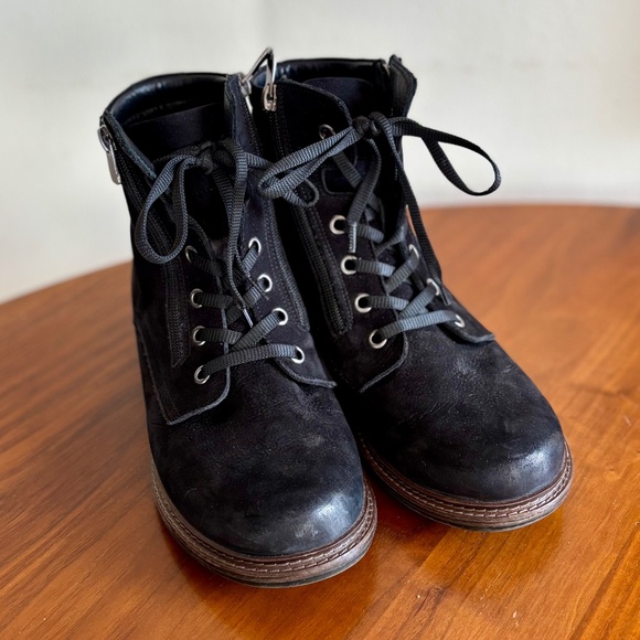 ETHAN VALDES Rocky Black Nubuck Suede Lace Up Comfort Ankle Boots Size 39 / US 7 - Picture 5 of 9